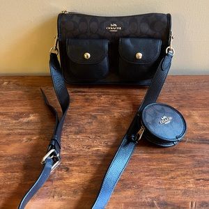 Black/Brown Coach Pennie Crossbody w/ Coin Purse